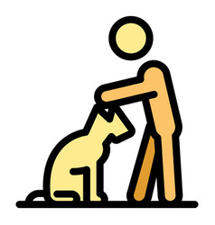 Man Dog Walk Icon Flat