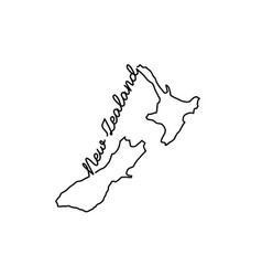 New Zealand Outline Map With The Handwritten