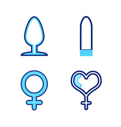 Set Line Female Gender And Heart Symbol Dildo