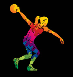 Bowling Player Bowler Action Cartoon Sport Graphic