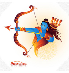 Happy Dusshera Of Lord Rama With Bow Giving Card