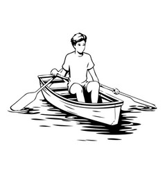 Man Rowing In A Boat On The Water