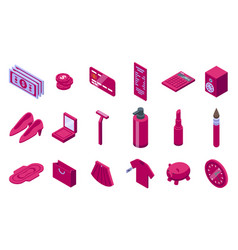 Pink Tax Icons Set Isometric Gender