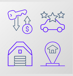 Set Line Location House Garage Car Sharing