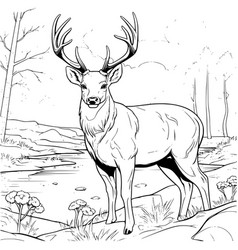 Big Deer On The River Bank Coloring Page Drawing