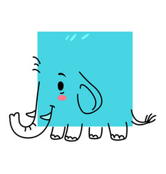 Cartoon Elephant Animal Character In Math Shape