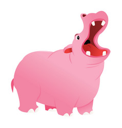 Cartoon Pink Hippo Wide Mouth Open