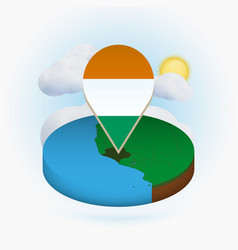 Isometric Round Map Ivory Coast And Point