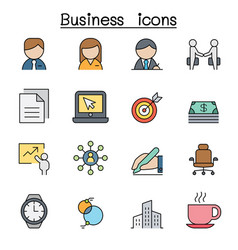 Business Color Line Icon Set