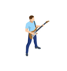 Isometric Realistic Electric Guitar Man Playing