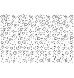 Line Of Flower And Butterfly Pattern On White