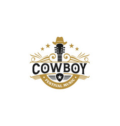 Western Country Music Emblem Logo Design Template