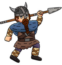 Viking Carrying A Spear Cartoon Colored Clipart