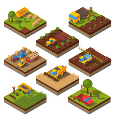 Agricultural Machines Isometric Field Set