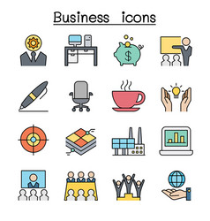 Business Management Color Line Icon Set