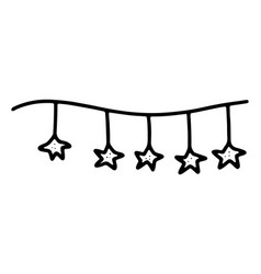 Doodle Christmas Garland Hand Drawn Stars Festoon