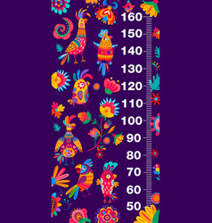 Kids Height Chart With Brazilian Parrots Flowers