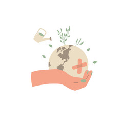 Earth Hurt In Human Hand Sick Planet Protect