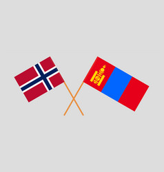 Crossed Flags Of Norway And Mongolia