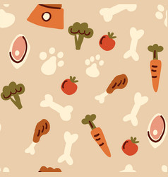 Healthy Dog Food Pattern On Beige Background