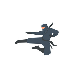 Jumping Ninja Kick Attack Simple Flat Character