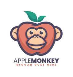 Logo Apple Monkey Mascot Cartoon Style