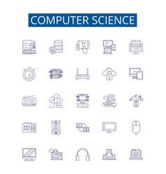 Computer Science Line Icons Signs Set Design