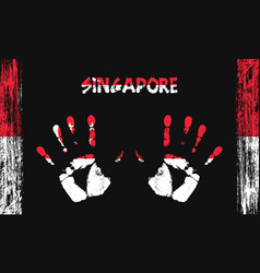 Flag Of Singapore With A Palm