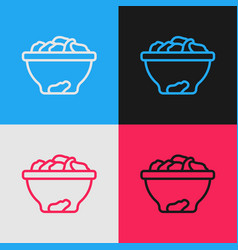 Pop Art Line Date Fruit In Bowl Icon Isolated