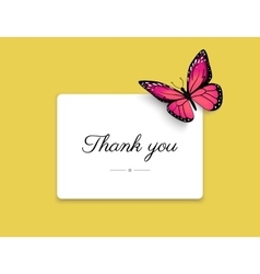 Thank You Blank Card With Beautiful Red Butterfly