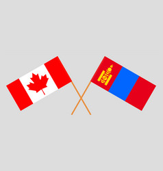 Crossed Flags Of Canada And Mongolia