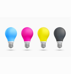 Light Bulbs Are Painted In Cmyk Ink