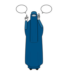 Muslim Woman In Burqa Pointing While On The Phone