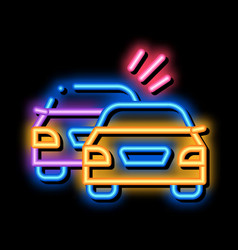 Overtaking Previous Car Neon Glow Icon