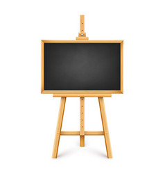 Realistic Black Chalkboard On Wooden Easel Blank