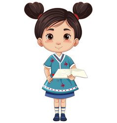 Chinese Girl Cartoon Character In Traditional