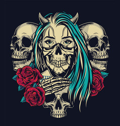 Skull Long Hair Vector Images 62