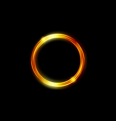 Magic gold circle frame fire glowing hole Vector Image