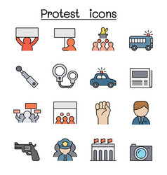 Protest Color Line Icon Set