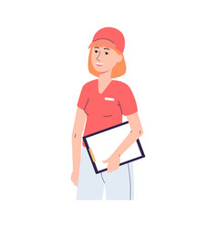 Fast Food Worker Female Character With Clipboard