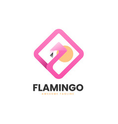 Logo Flamingo Gradient Line Art Style