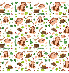 Monkey Cute Animal Seamless Pattern