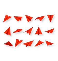 Realistic Red Paper Planes Collection Handmade