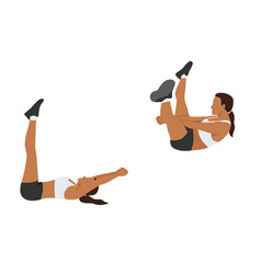 Woman Doing Crunch Chop Exercise Flat