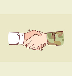 Handshake Between Soldier And Civilian Symbolizing