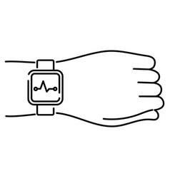 Line Icon Man Hand With A Smart Watch