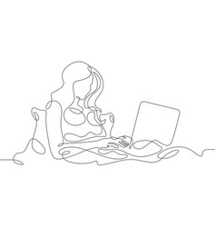 Woman In Bed With A Laptop Girl Computer