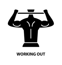 Working Out Icon Black Sign With Editable