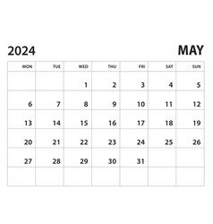 Calendar 2024 Template - May On White