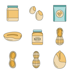 Peanut Nuts Butter Jar Icons Set Color